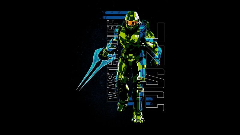 Master Chief, AMOLED, Halo, Spartan, Black background, 5K, 8K