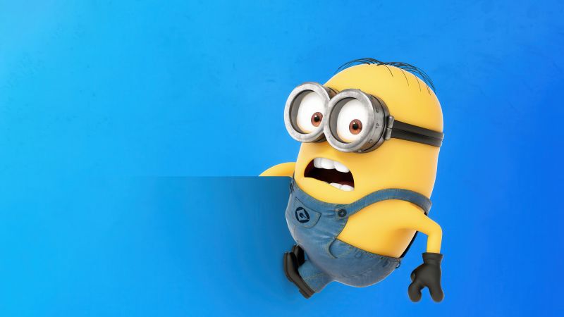 Minion, Despicable Me, Blue background, 5K