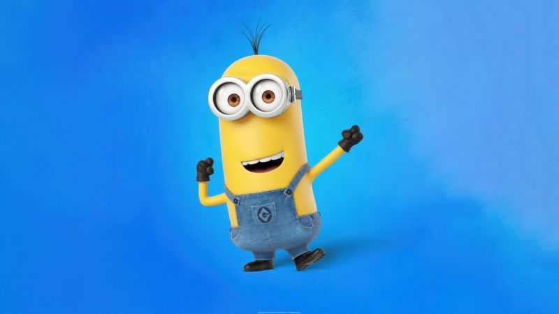 Minion, 8K, Blue background, 5K, Despicable Me, Wallpaper