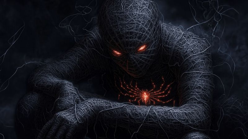 Spider-Man, Dark aesthetic, Hell, 5K, Glow in dark, Wallpaper