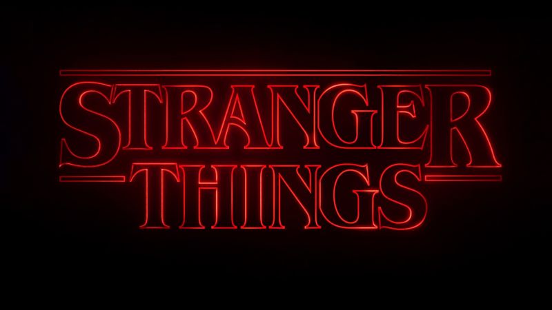 Stranger Things, Neon logo, 5K, Dark background