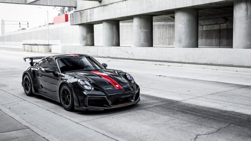 TechArt Porsche GTstreet R, 5K, Porsche 911 Turbo S, Black cars, Wallpaper