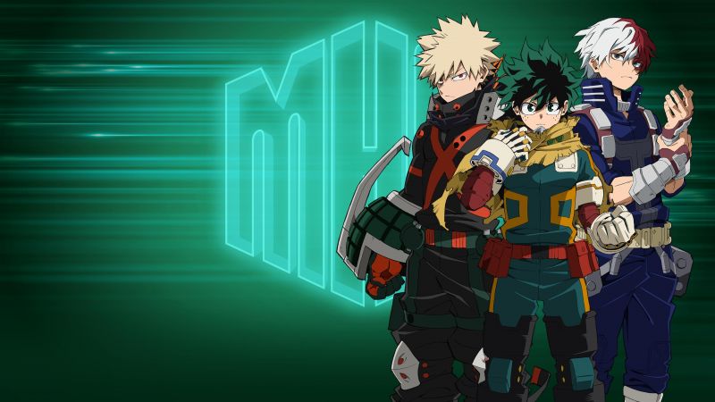 My Hero Academia, Poster, Izuku Midoriya, Katsuki Bakugo, Shoto Todoroki