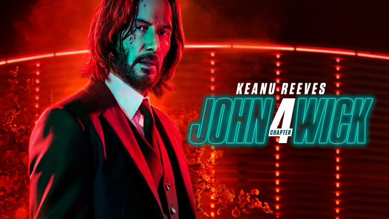 John Wick: Chapter 4, Neon, Keanu Reeves as John Wick, John Wick 4, Wallpaper