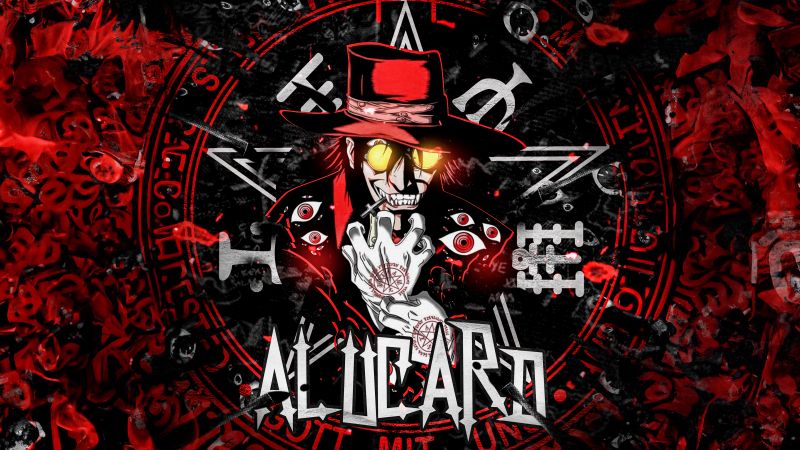 Alucard, AI art, Hellsing, Red background, 5K