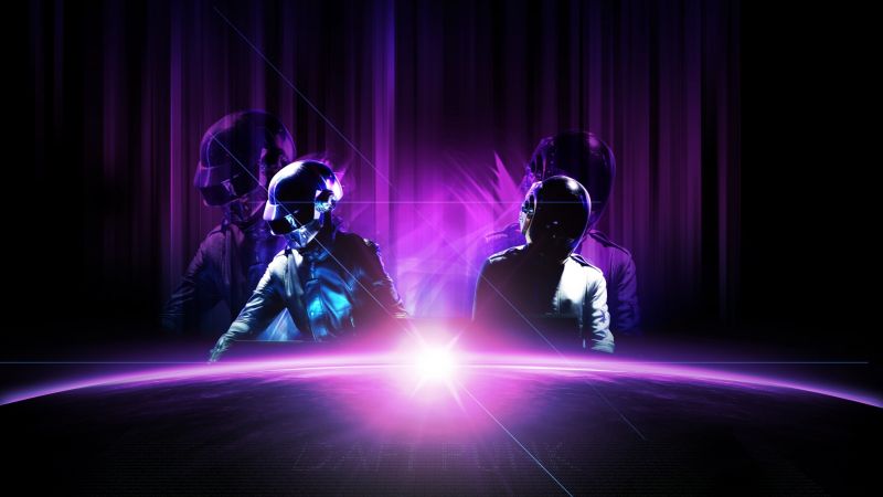 Daft Punk, Live concert, Electronic music duo, Purple, Neon, Wallpaper