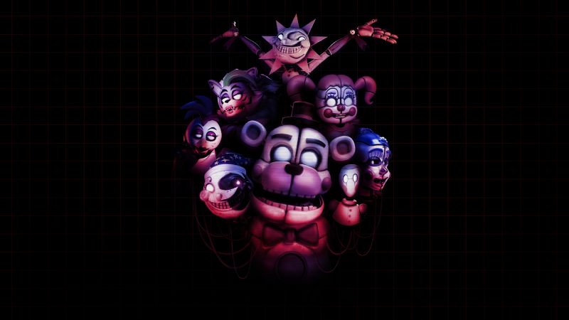 Five Nights at Freddy's, Dark aesthetic, Dark background, FNAF, Chica (FNAF), Bonnie (FNAF), Freddy (FANF), Animatronics, Wallpaper