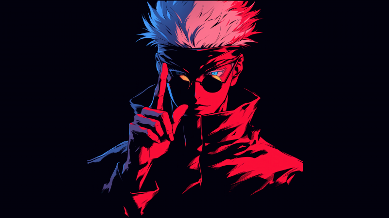 Satoru Gojo, JJK, AMOLED, 5K, Black background, Red aesthetic, Jujutsu Kaisen