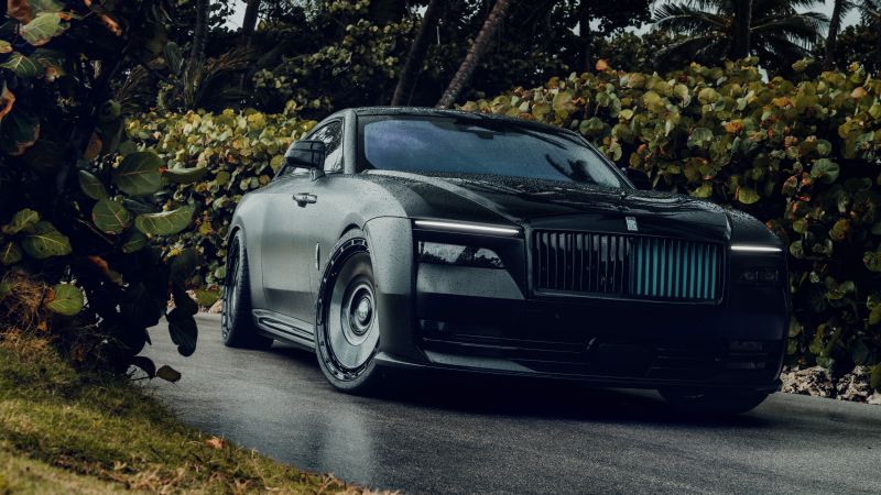 Rolls-Royce Spectre, Black cars, 5K, 8K