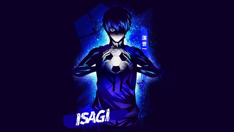 Yoichi Isagi, Blue aesthetic, Team Z, Anime series, Blue Lock, 5K, Dark blue, Wallpaper