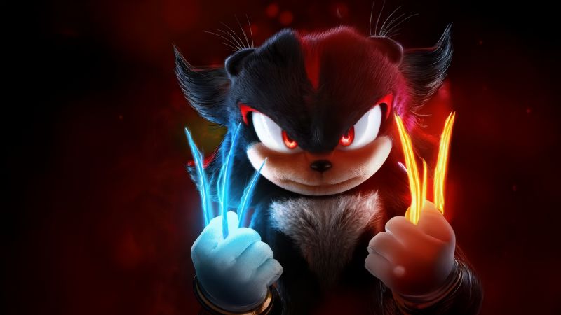 Sonic the Hedgehog 3, Shadow, 5K, 2024 Movies, Dark background, Shadow the Hedgehog