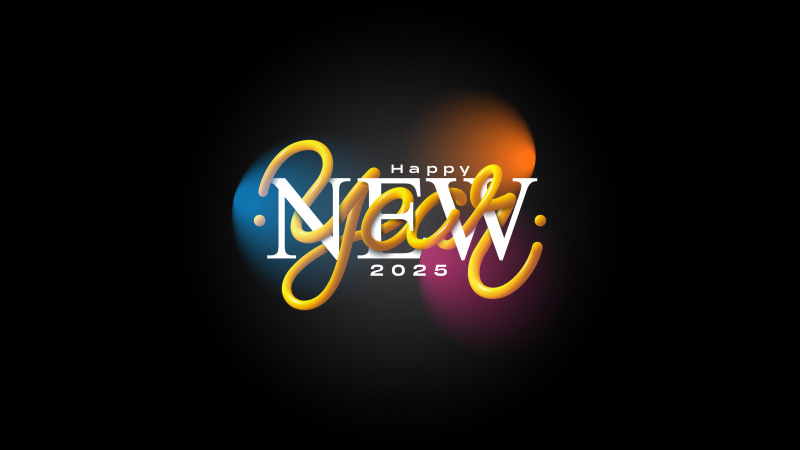 Happy New Year 2025, Dark background, 5K, 2025 New Year, Typography