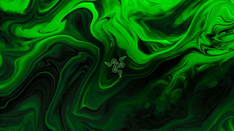 Razer, Green abstract, Green background, Abstract background