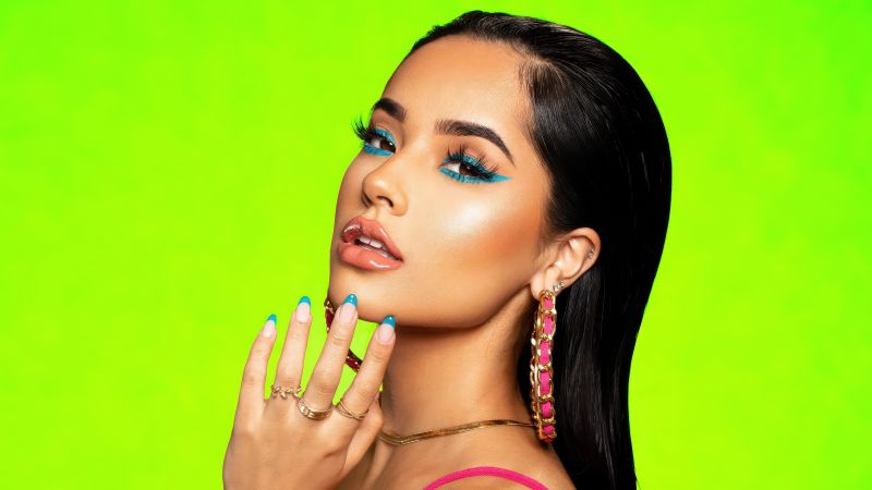 Becky G, Green background, American singer, 5K