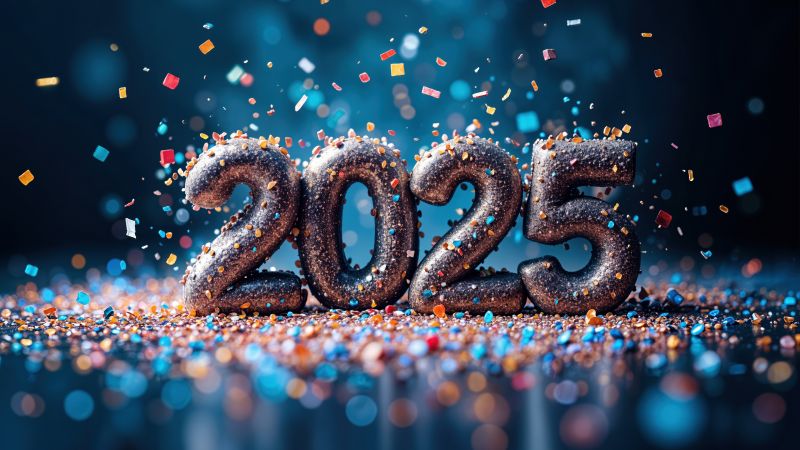 2025 New Year, Confetti, 5K, New Year celebrations, Glitter background, Sparkles, Wallpaper