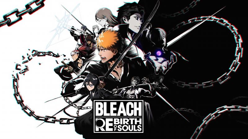 Bleach Rebirth of Souls, Key Art, 2025 Games, 5K, Black and White, Rukia Kuchiki, Ichigo Kurosaki, Sosuke Aizen