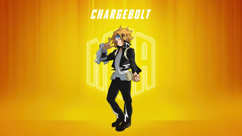 Denki Kaminari (Chargebolt), My Hero Academia, Season 7, 5K, Yellow background, Denki Kaminari, 8K