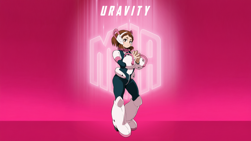 Ochaco Uraraka (Uravity), My Hero Academia, Season 7, 5K, Pink background, Ochaco Uraraka