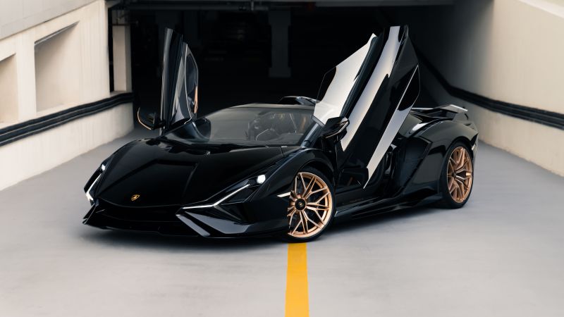 Black Lamborghini Sián Roadster, 8K, 5K, Hybrid sports car, Lamborghini Sián Roadster