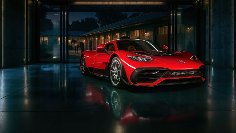 Mercedes-AMG ONE, Red cars, Plug-In Hybrid, Hybrid sports car, 5K, Wallpaper