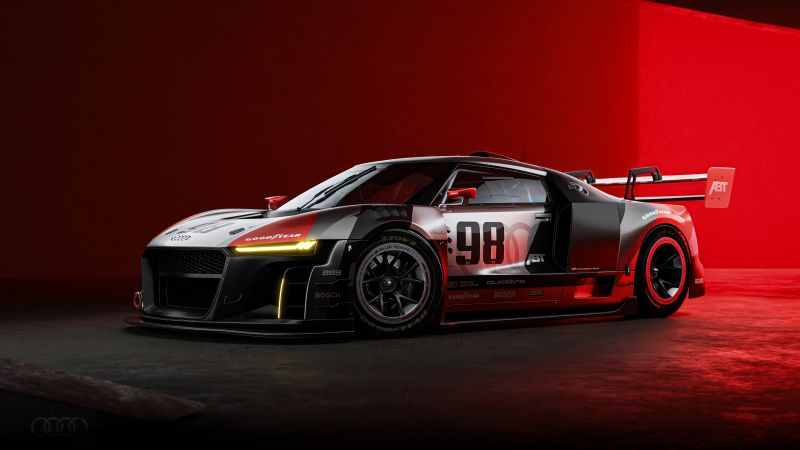 Audi R8 LMS GT3, CGI, Red background, Wallpaper