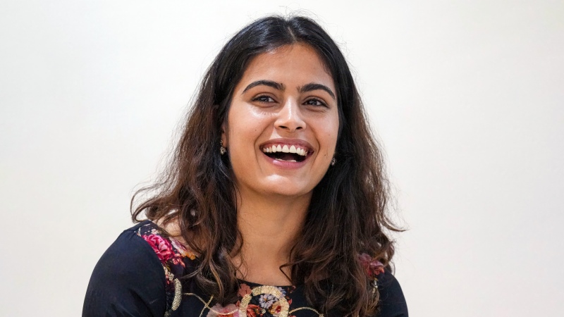 Manu Bhaker, 8K, 5K, Indian, White background, Smiling