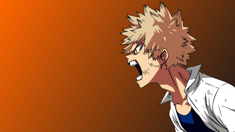 My Hero Academia, Katsuki Bakugo, Brown background, 5K, Wallpaper