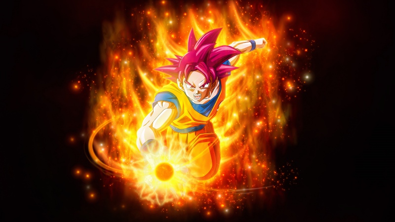 Super Saiyan God, Flames, Dragon Ball Super, Son Goku, Super Saiyan Goku, Dark background