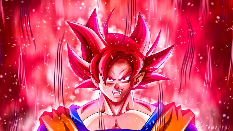 Super Saiyan Goku, Flames, Pink aesthetic, 5K