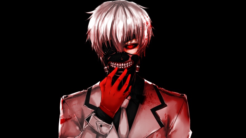 Ken Kaneki, Blood, AMOLED, Tokyo Ghoul, Black background