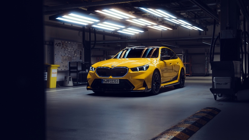 BMW M5 M Performance Parts, 8K, 5K, Yellow cars, BMW M5, Wallpaper