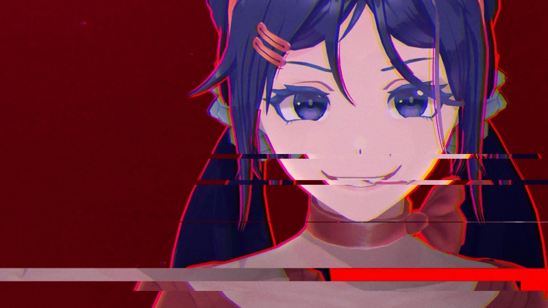 MiSide, Anime girl, Mita, Red background, Anime game