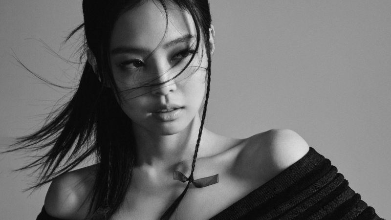 Jennie, Black and White, Photoshoot, 5K, Grey background, South Korean Singer, Monochrome, Elle Magazine