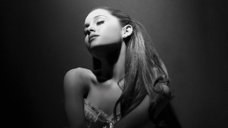 Ariana Grande, Yours Truly, Black and White, 5K, Dark background, Wallpaper