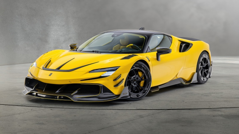 Ferrari SF90, Mansory, 5K, Yellow cars