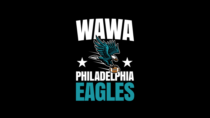 Wawa Philadelphia Eagles, Black background, 5K