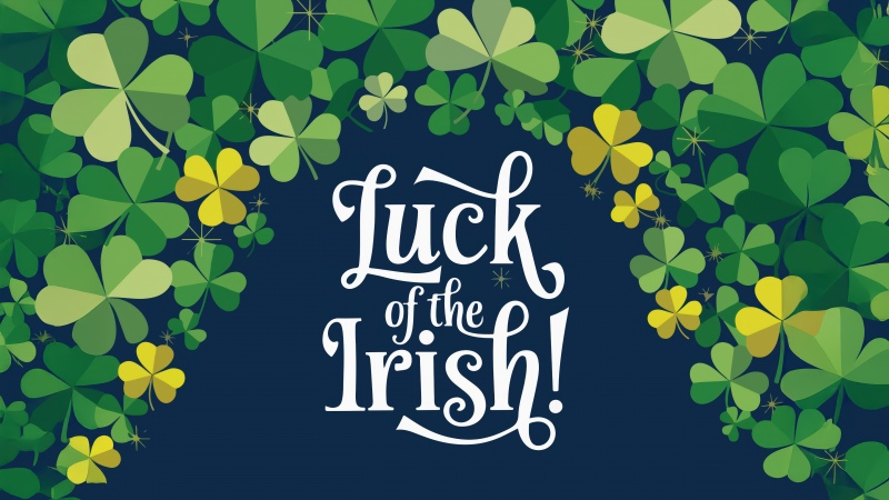 Luck of the Irish, Greeting Card, St. Patrick's Day, Shamrock, Four-leaf clovers, 5K, Green aesthetic, Irish, Festive season, Wallpaper