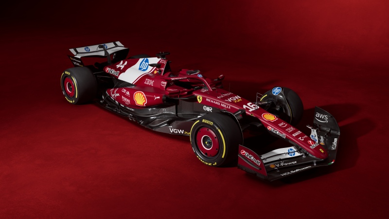 Ferrari SF-25, 8K, 2025, Red background, 5K, Formula 1, F1 Cars