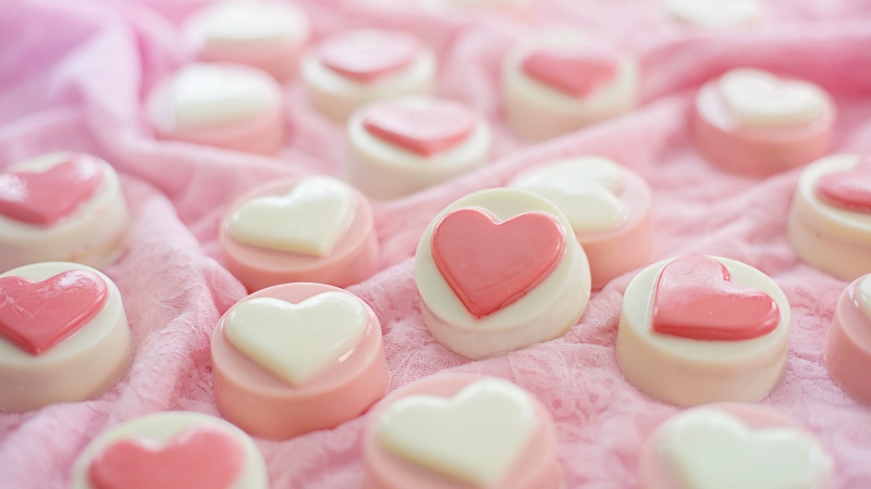 Heart shape, Candies, Pastel pink, Valentine Gifts, Love hearts, Pink hearts, 5K, Aesthetic