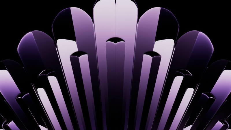 Purple, Metallic, Luxury, Geometric, AMOLED, Black background, Oppo Find N5, Stock, Symmetry, 3D Render, Abstract background, 5K