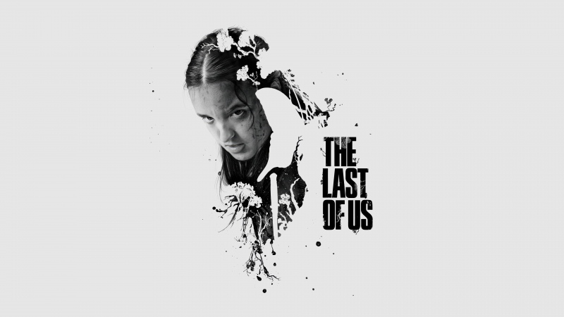 Bella Ramsey as Ellie, Season 2, The Last of Us, 2025 Series, Ellie Williams, White background, Monochrome