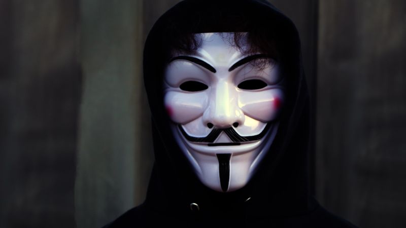 Man in Mask, Anonymous, White masks, Black Hoodie, Guy Fawkes mask, 5K, Wallpaper