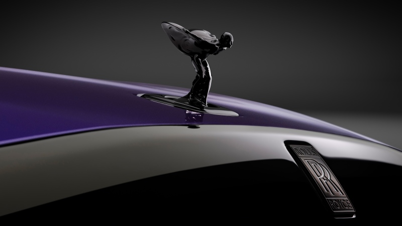 Spirit of Ecstasy, Rolls-Royce Black Badge Spectre, 2025, Dark background, 5K, 8K