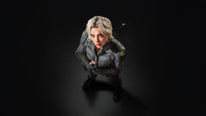 Florence Pugh, Yelena Belova, Thunderbolts, 2025 Movies, Dark background, 5K