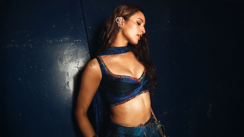 Tripti Dimri, Glamorous, Indian actress, Dark blue, Navy blue background, 5K, Wallpaper
