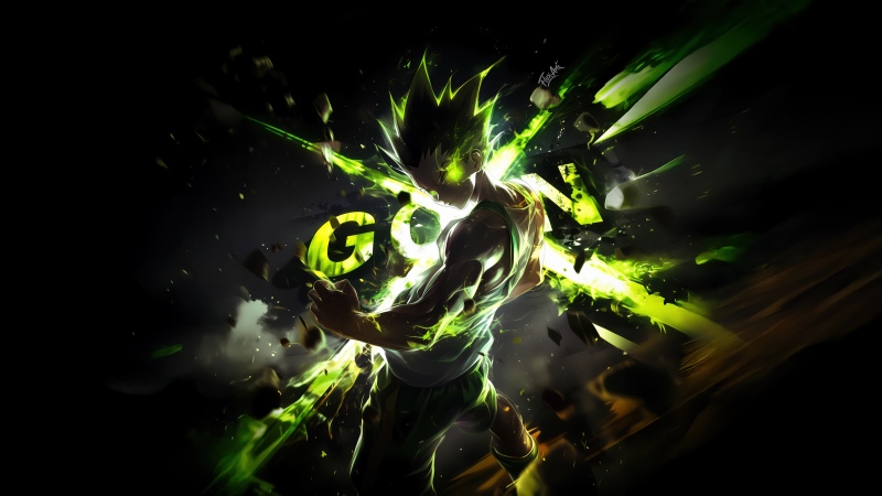 Gon Freecss, Green aesthetic, Hunter x Hunter, 5K, Dark background