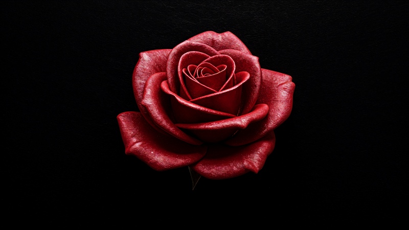 Red Rose, High contrast, Blossom, AMOLED, Black background, 5K, AI art, Symmetrical