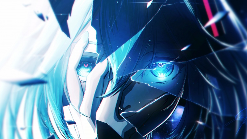 Hatsune Miku, Ultrawide, Futuristic, Vocaloid, Cyberpunk, Anime girl, Blue eyes, 5K