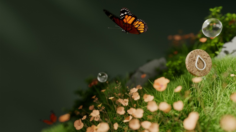 Monarch butterfly, Landscape, Ethereal, Water droplets, Grass, Macro, Wallpaper
