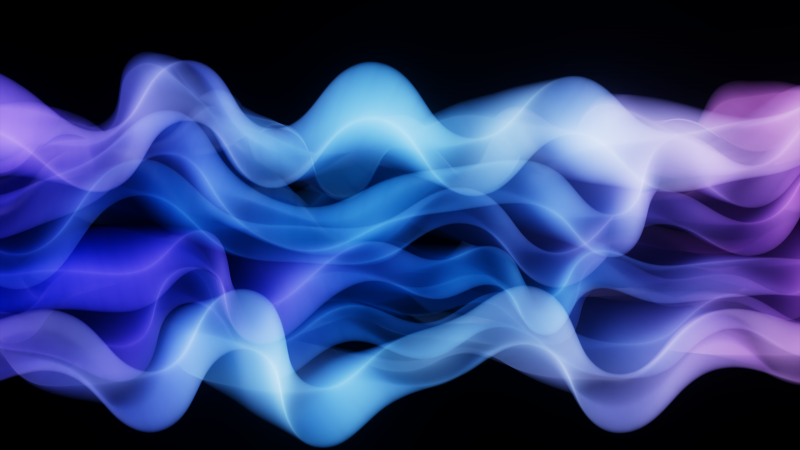 Abstract Waves, Microsoft Design, Fluid, Gradient Abstract, Blue gradient, Purple, Luminous, Black background